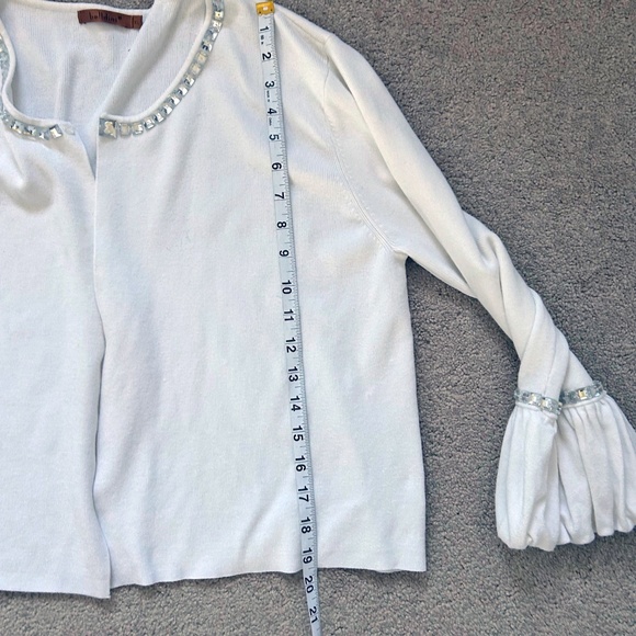Vintage Belldini sweater cardiganwith rhinestone collar and cuffs, white size XL - Picture 10 of 11